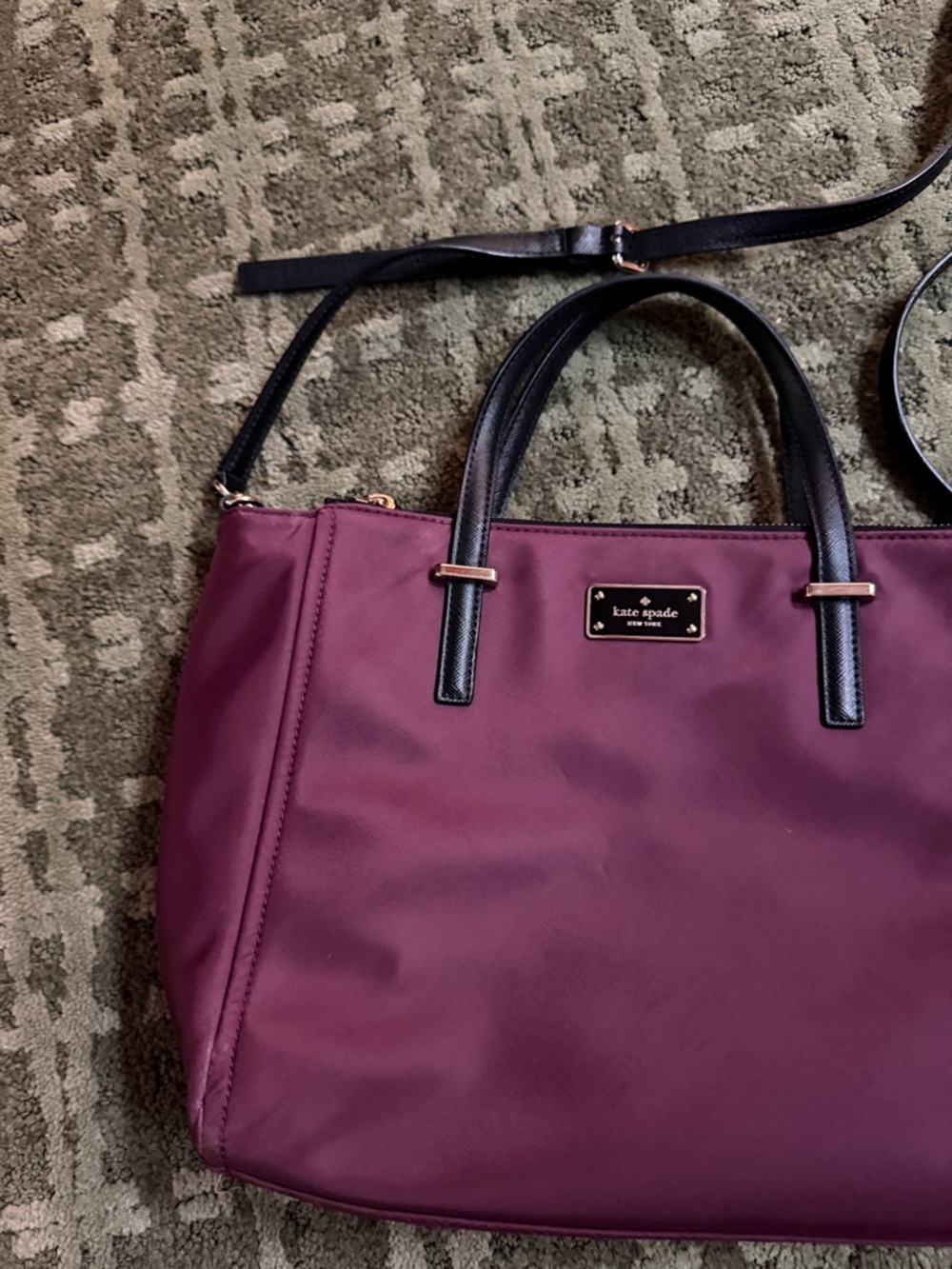 Kate Spade Wilson Road Alyse Satchel Bag Deep Plum Nylon - Picture 5 of 9